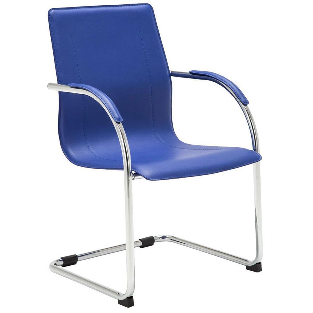 Sedia da Attesa o Riunioni FLAP, Struttura in metallo, Design elegante e moderno in Pelle, colore Blu