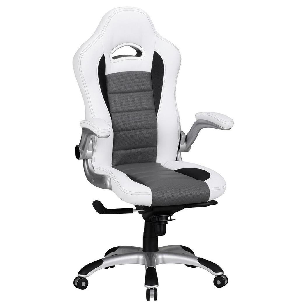 Sedia Gaming NORRIS, Rivestimento in Pelle, Uso 8 ore, color Bianco