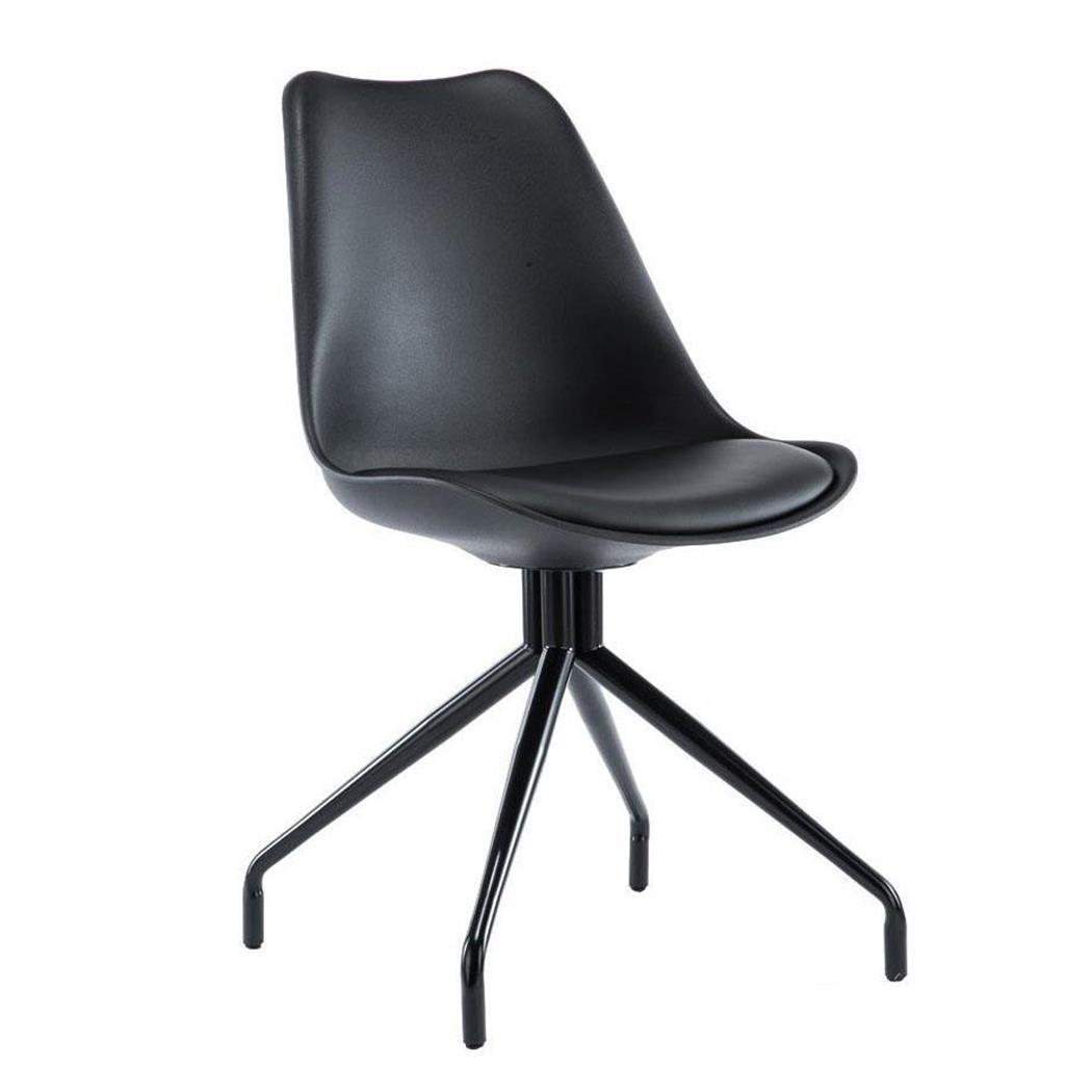 Sedia di Design per Ospiti RECULA, stile esclusivo, Base in metallo, Seduta in Pelle colore Nero