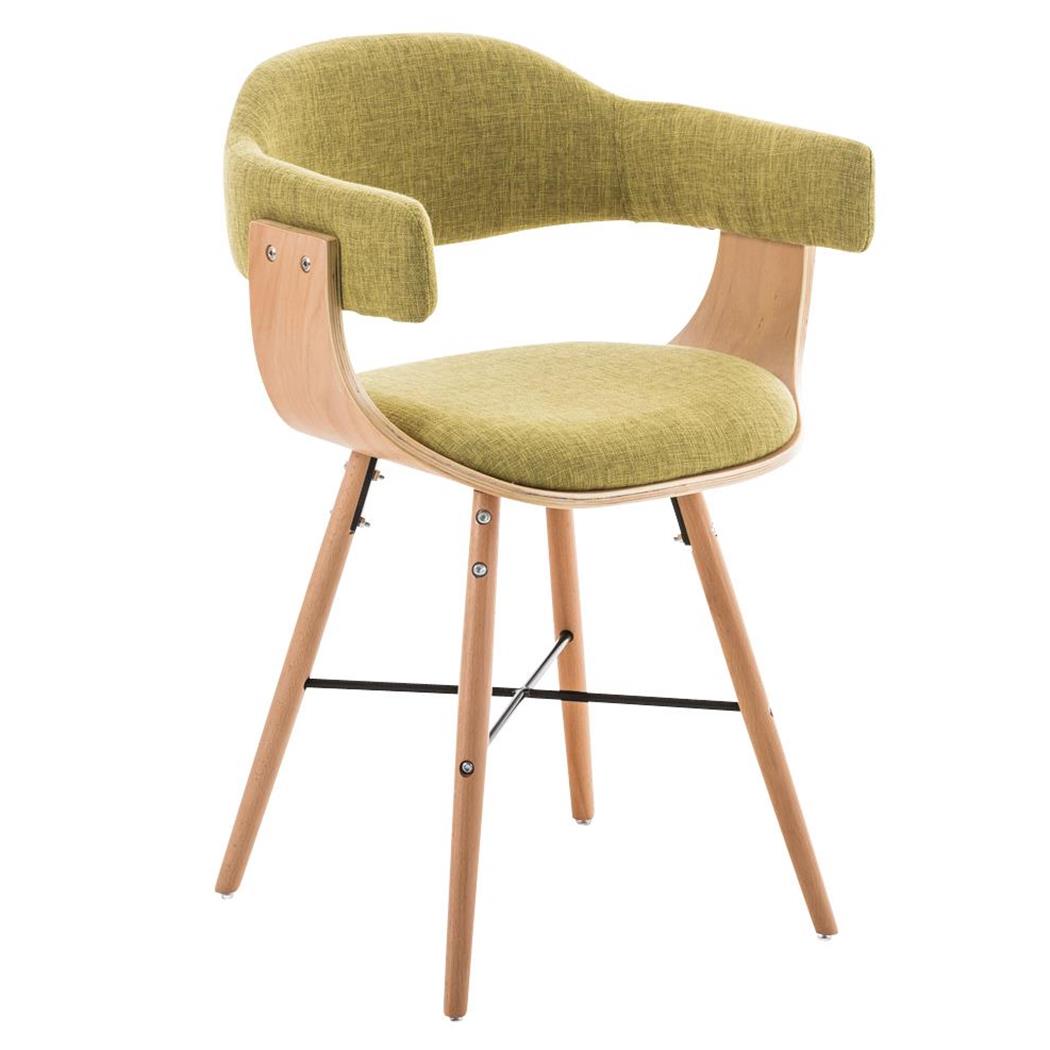 Sedia da Attesa e Ospiti BARRY LUX gambe chiare, Design originale, in Legno color Faggio e Tessuto Verde Chiaro