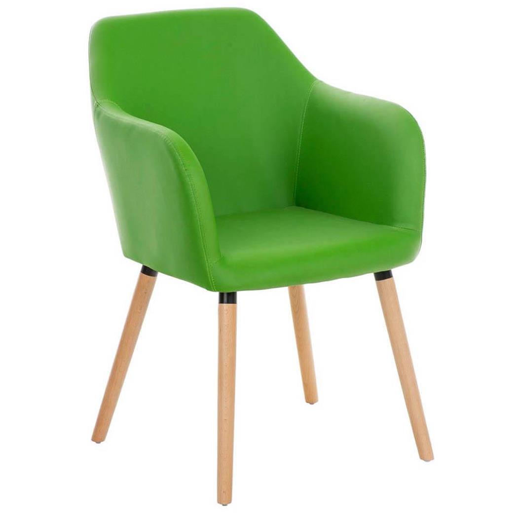 Sedia per Sala d'Attesa NIEBLA PELLE, Comoda imbottitura, Struttura e gambe in Legno, Seduta in Pelle, Verde