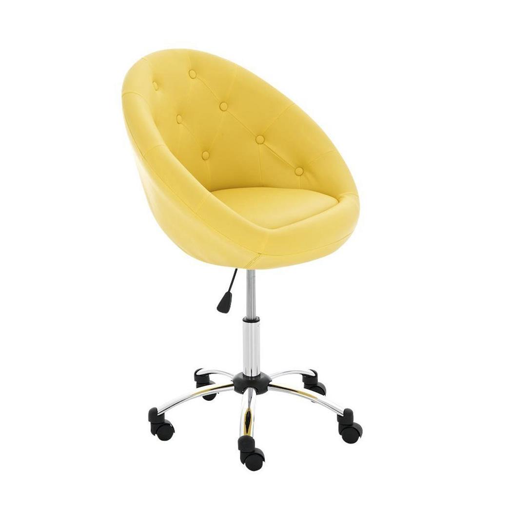 Sedia di design VIENNA, Spessa imbottitura, Struttura in metallo, in Pelle colore Giallo