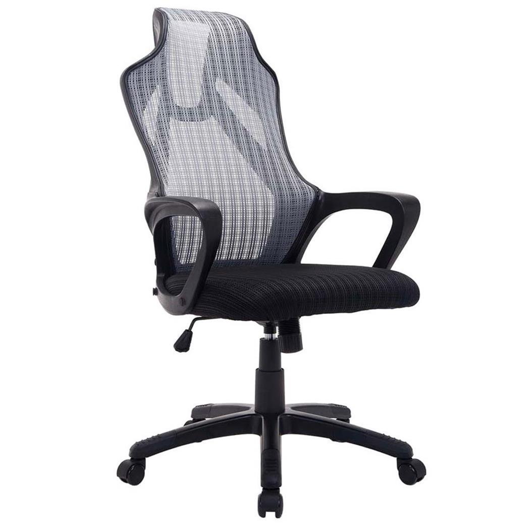 Sedia per Computer / Gaming YUCATAN, Design esclusivo sportivo, in Rete traspirante, colore Grigio