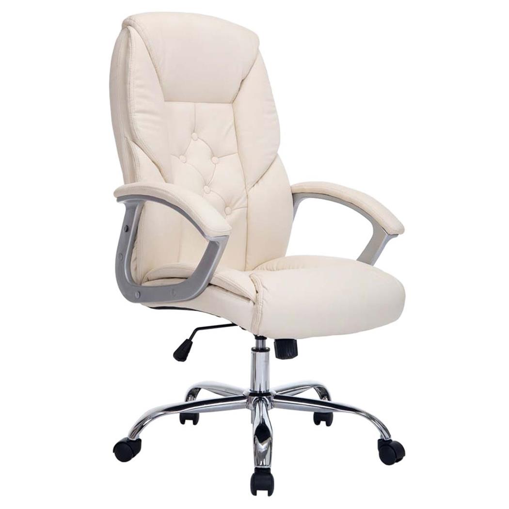 Poltrona da ufficio DIONE PRO, Design elegante, Spessa imbottitura, in Pelle Crema