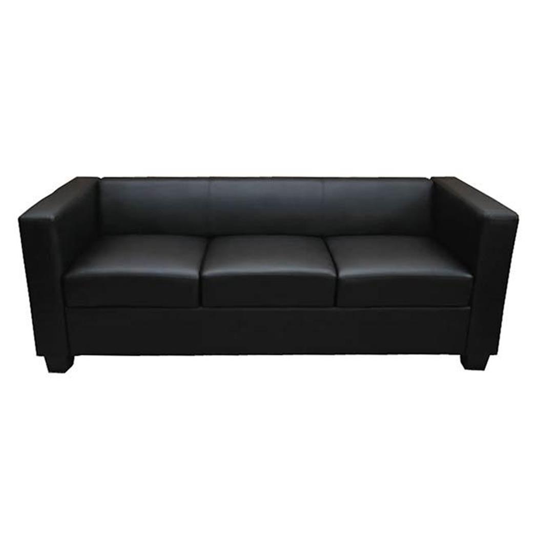 Divano a 3 posti BASILIO, Design Elegante, Grande Comfort, in Pelle colore Nero