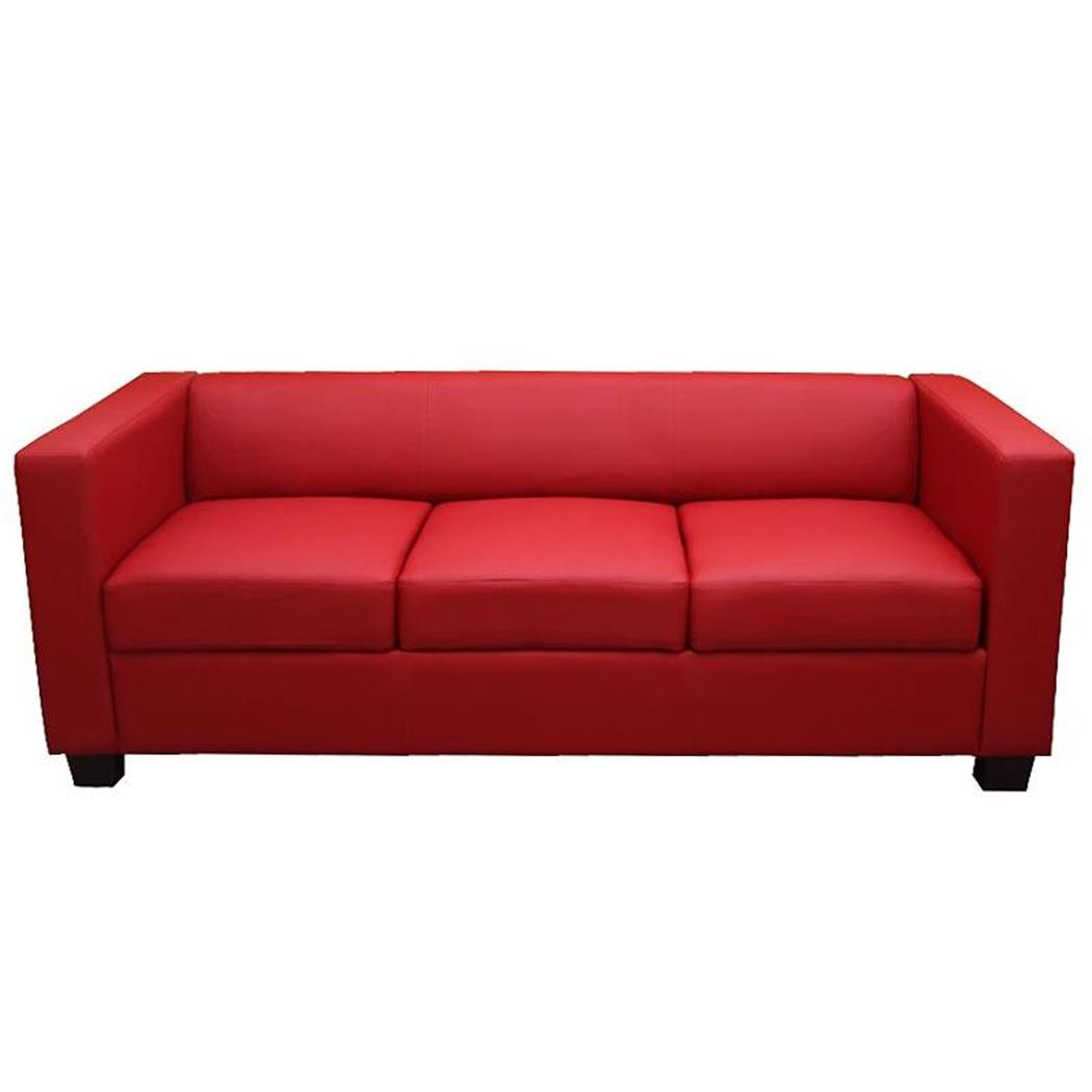 Divano a 3 posti BASILIO, Design Elegante, Grande Comfort, in Pelle colore Rosso