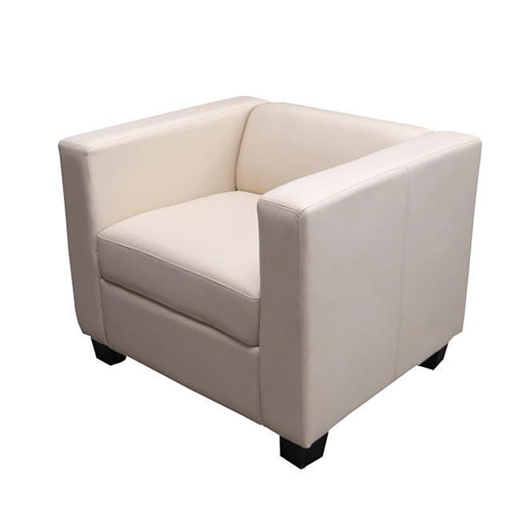 Poltrona 1 posto BASILIO, Design Elegante, Grande Comfort, in Pelle color Crema