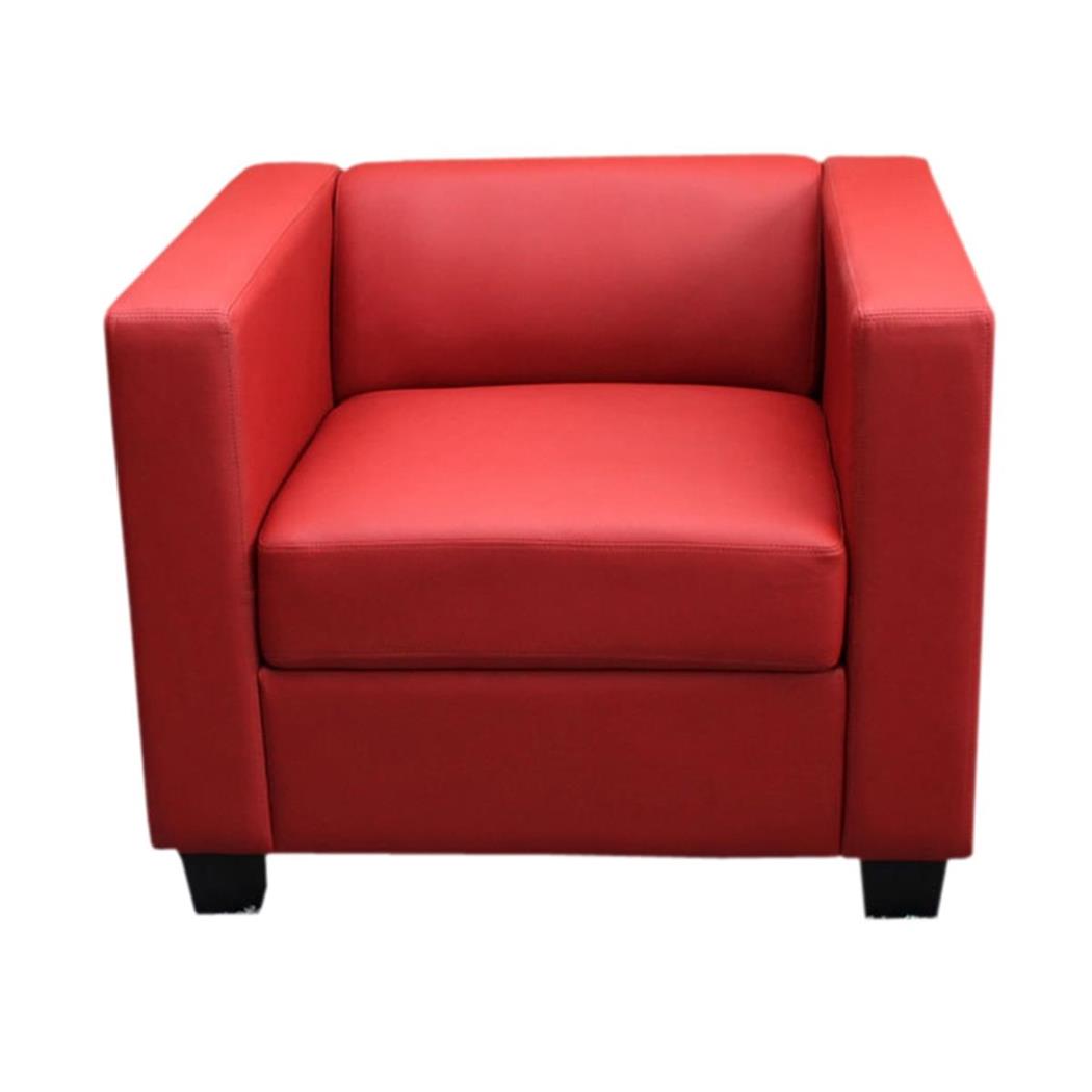 Poltrona 1 posto BASILIO, Design Elegante, Grande Comfort, in Pelle colore Rosso