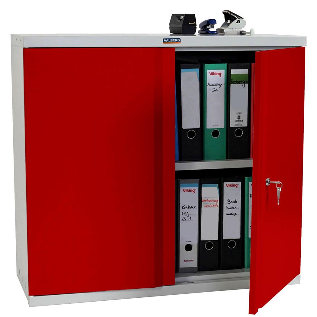  Mobile per archivio CARIN 2 ANTE, cm 84x92x37, in Acciaio, colore Rosso