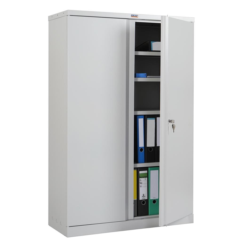 Armadio per archivio CARIN 2 ANTE, cm 140x92x37, in Acciaio, colore Grigio Chiaro