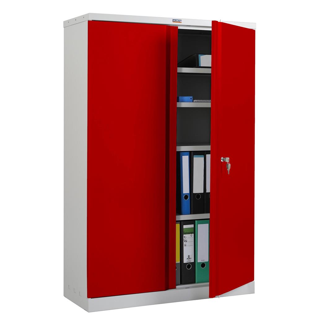 Armadio per archivio CARIN 2 ANTE, cm 140x92x37, in Acciaio, colore Rosso