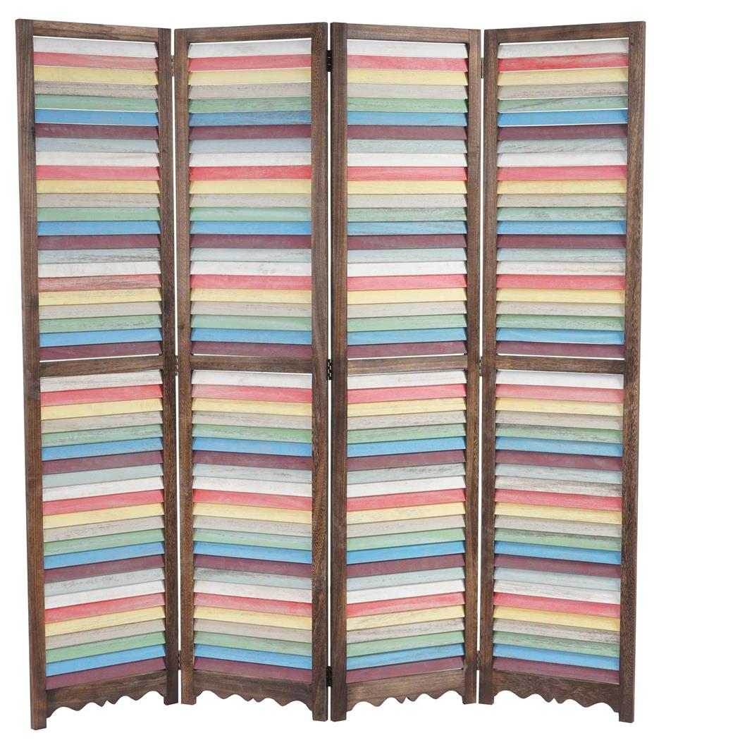 Paravento a 4 pannelli GERD, cm 170x160x2, Struttura in Legno Marrone e Design Multicolore