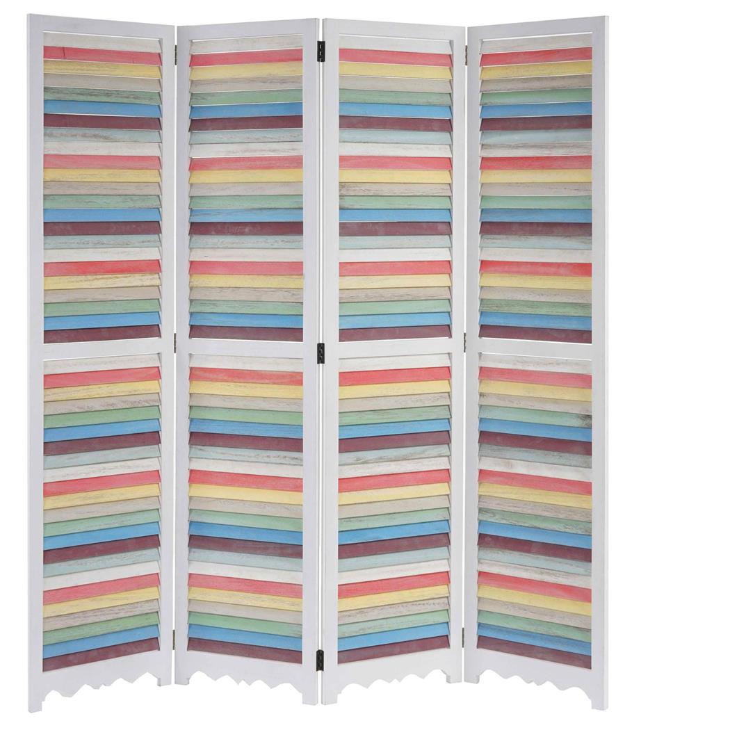 Paravento a 4 pannelli GERD, cm 170x160x2, Struttura in Legno Bianco e Design Multicolore