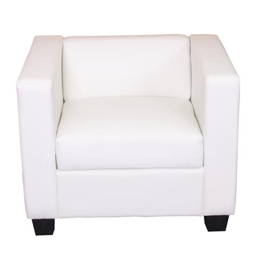 Poltrona 1 posto BASILIO, Design Elegante, Grande Comfort, in Pelle colore Bianco