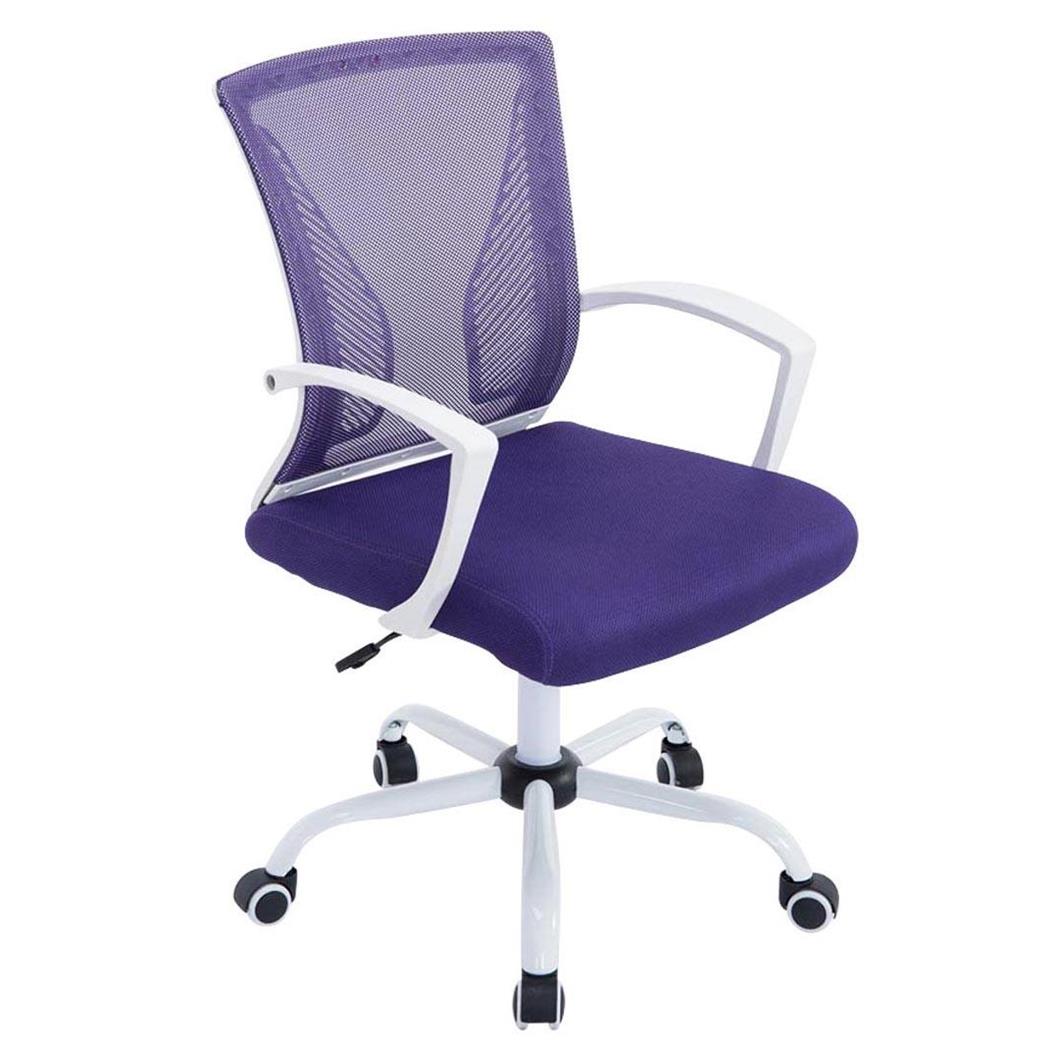 Sedia da ufficio CUBA WHITE, Sedile imbottito, Schienale in rete, Design moderno con Base in metallo, Viola