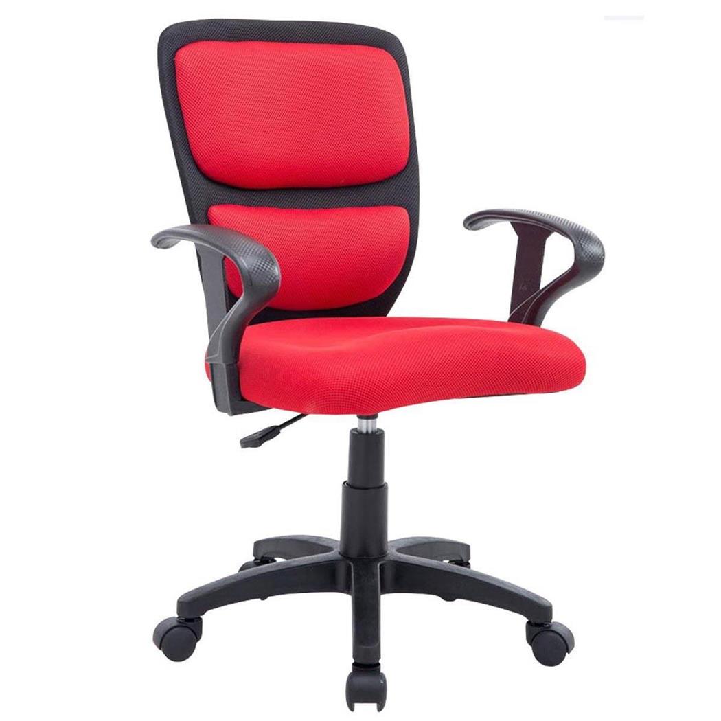 Sedia da scrivania per bambini SANSA, Imbottita, con Braccioli, in Tessuto colore Rosso / Nero