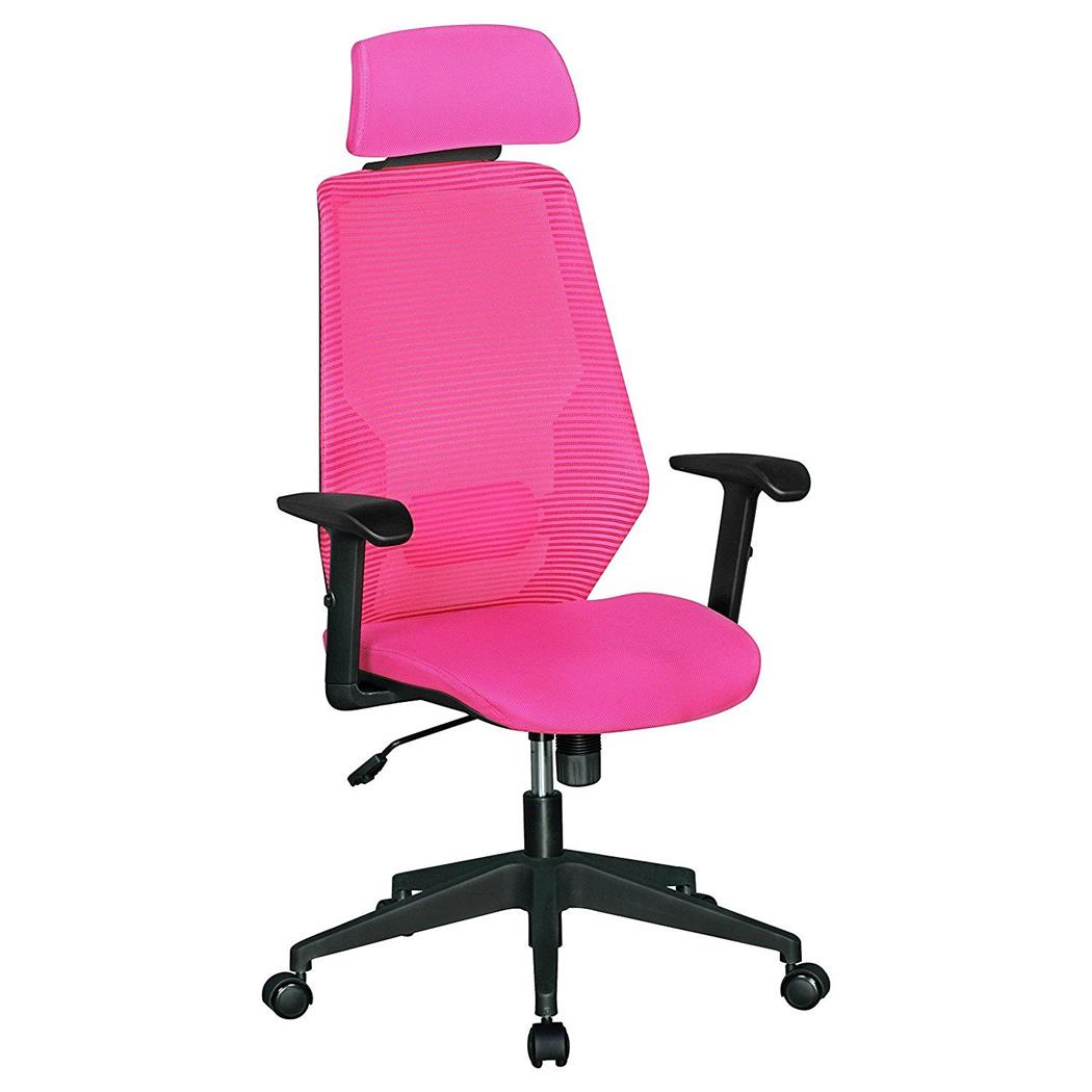 Sedia Ergonomica ERIKA, Sostegno Lombare, Braccioli Regolabili, in Rete Traspirante, colore Rosa