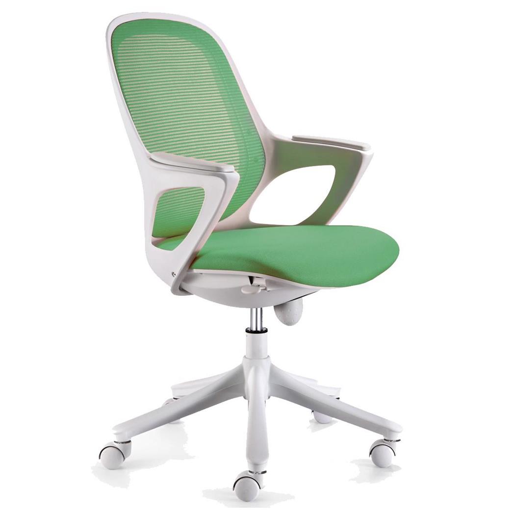 Sedia da ufficio VIRNA, Stile originale, Struttura robusta, Schienale traspirante, Bianco/Verde