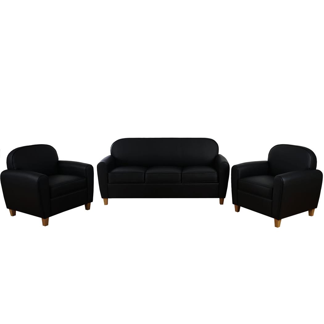 Set divani lounge 3+1+1+ ARTIS, Design Elegante, Comodi e versatili, in Similpelle, colore Nero