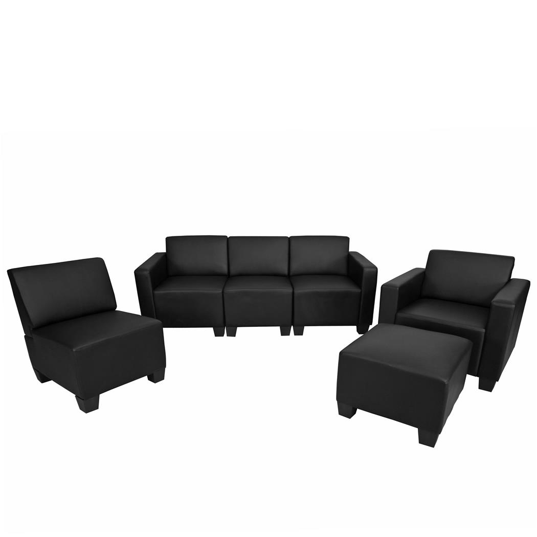 Set divani 3+1+1 modello LYON, Design e Comfort, in Pelle colore Nero