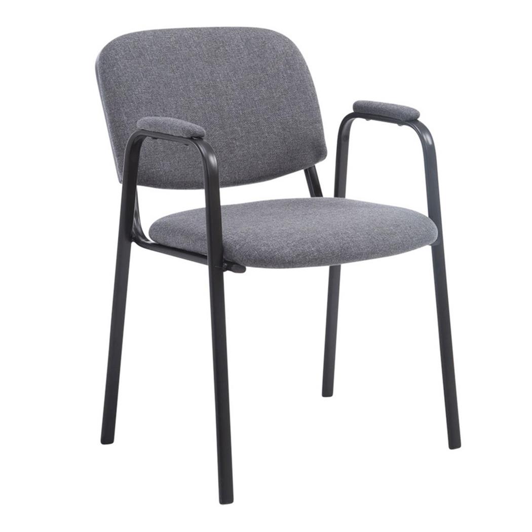 Sedia Conferenze MOBY con BRACCIOLI, Comoda e Pratica, in Tessuto Grigio