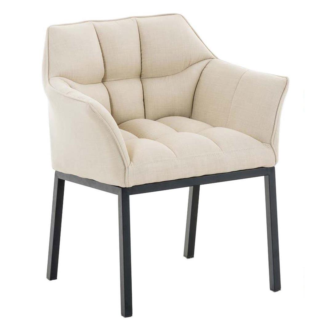  Poltroncina per ospiti OCTAVIO TESSUTO, Imbottita, Gambe Nere, colore Panna
