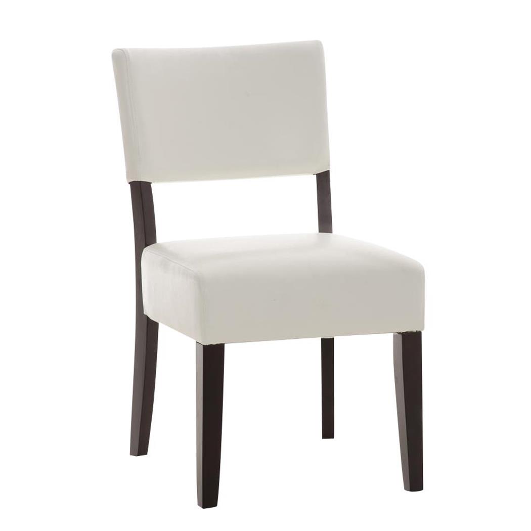 Sedia per Ospiti ACAPULCO, Imbottita, in Similpelle, Gambe in Legno, Bianco