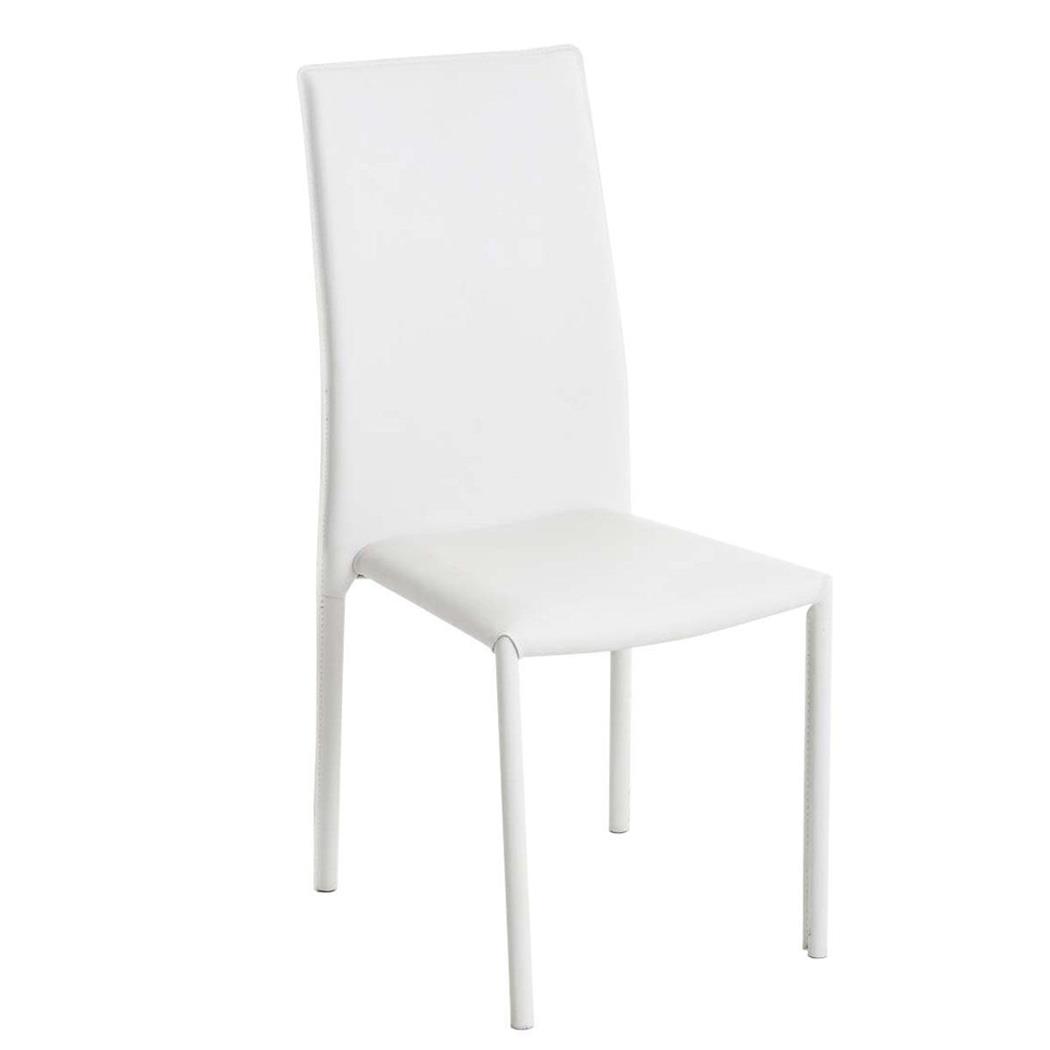Sedia per Ospiti LAURA, Impilabile, Gambe in Metallo, in Pelle colore Bianco