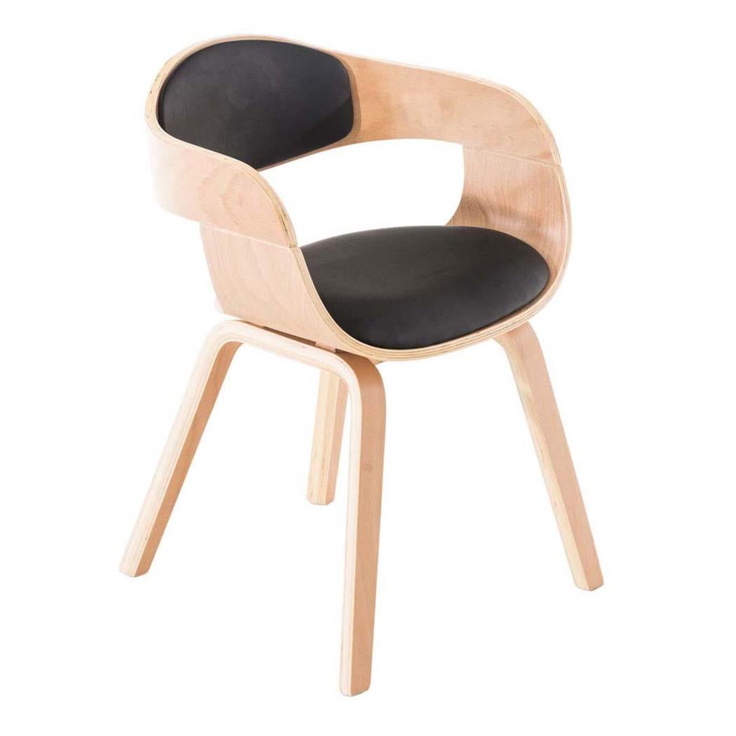 Sedia Sala Attesa / Riunioni BUTAN, Design rétro, Struttura in Legno color Faggio e Pelle Nera