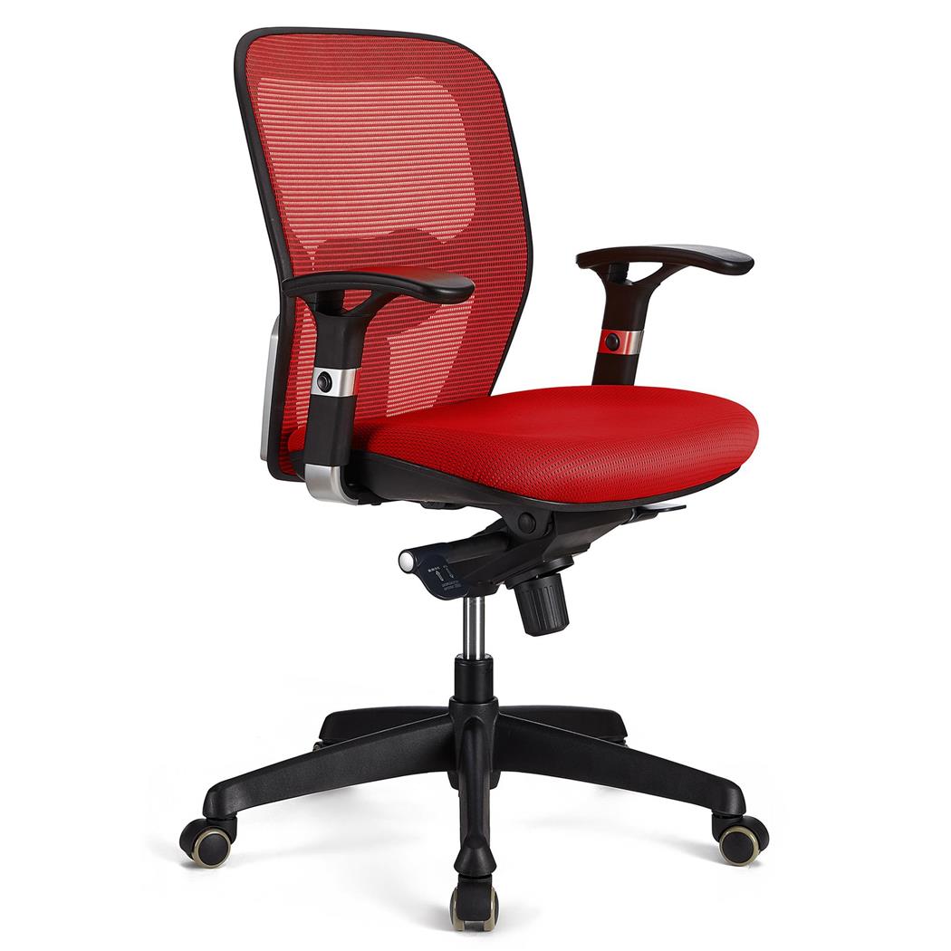 Sedia Ergonomica FELIX, Sostegno Lombare Regolabile, Uso Professionale, in Rosso