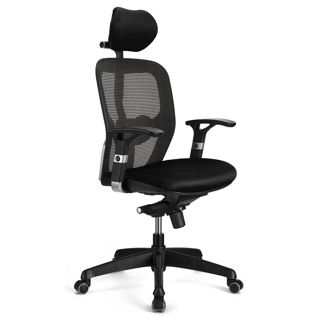 Sedia Ergonomica FELIX PRO, Sostegno Lombare Regolabile, Tessuto Nero