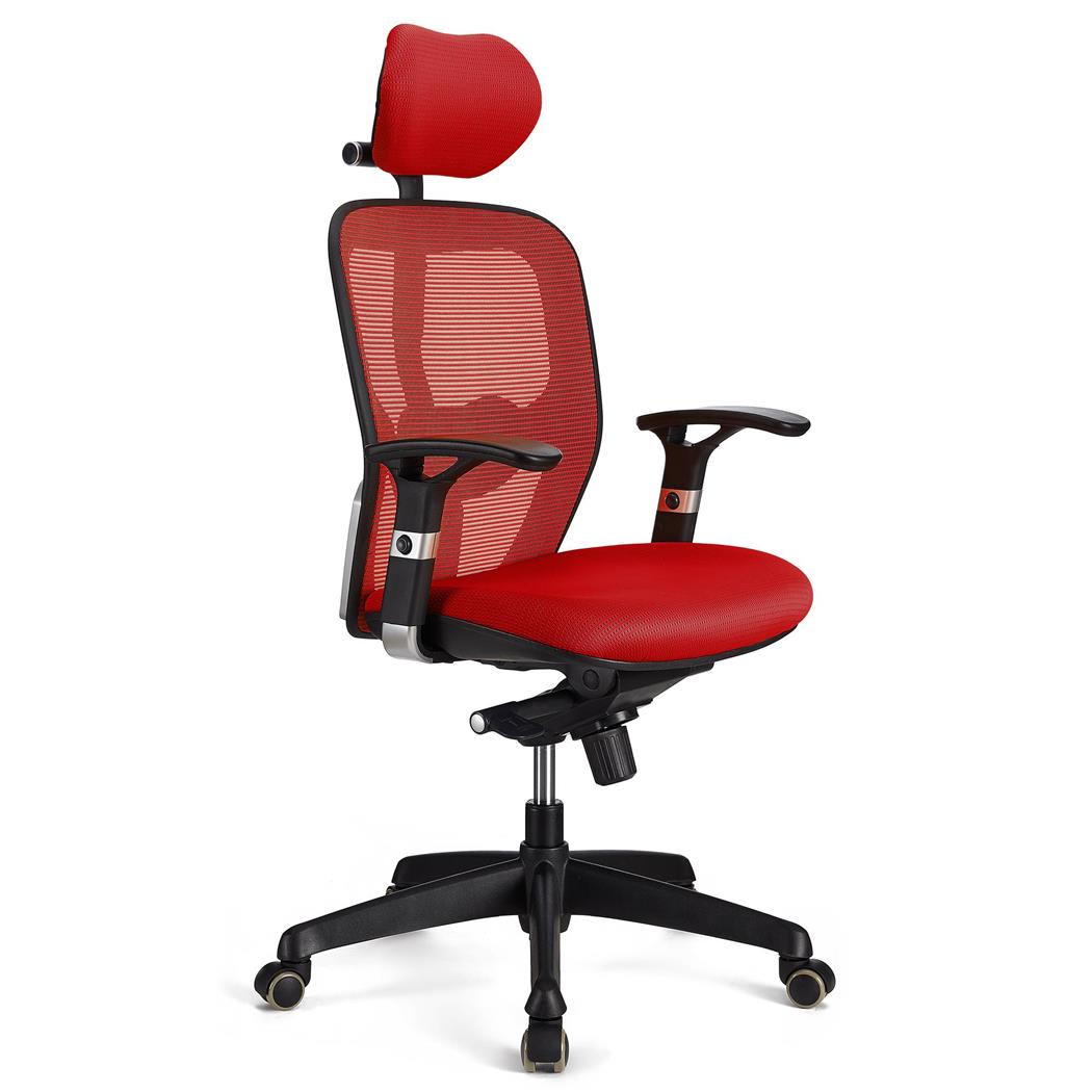 Sedia Ergonomica FELIX PRO, Sostegno Lombare Regolabile, Uso Professionale, in Rosso