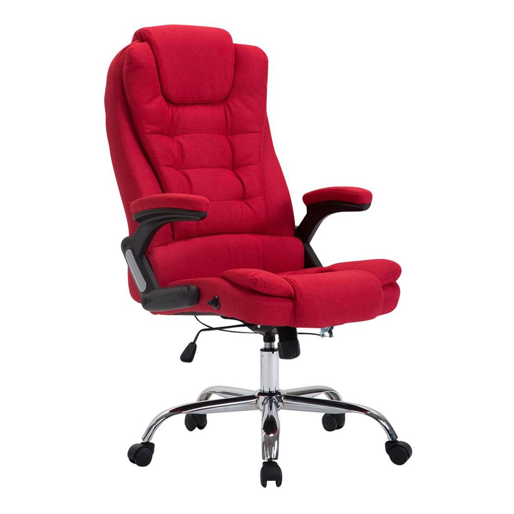 Poltrona Ufficio SAN ANTONIO TESSUTO, Imbottitura spessa, Base cromata, Fino a 150kg, color Rosso