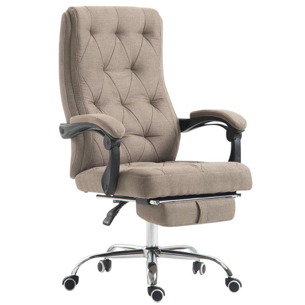 Poltrona ufficio BENETY TESSUTO, Stile Chester, con Poggiapiedi Estensibile, in Tessuto Marrone Chiaro
