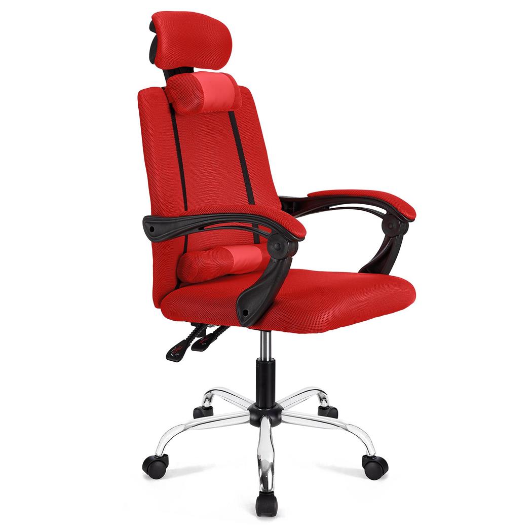 Sedia ergonomica FABIO, Reclinabile, con Cuscini, In Rete Traspirante color Rosso