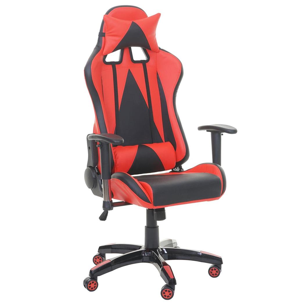 Poltrona Gaming RACING LUCA, Resistenza fino a 150 Kg, con Cuscini, in Pelle Nero/Rosso