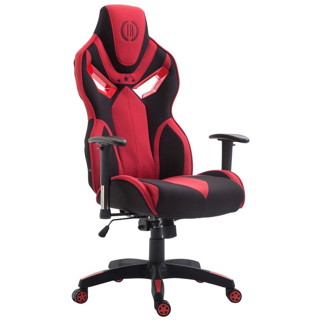 Sedia Gaming HAMIL TESSUTO, Design Sportivo, in Tessuto, colore Nero e Rosso