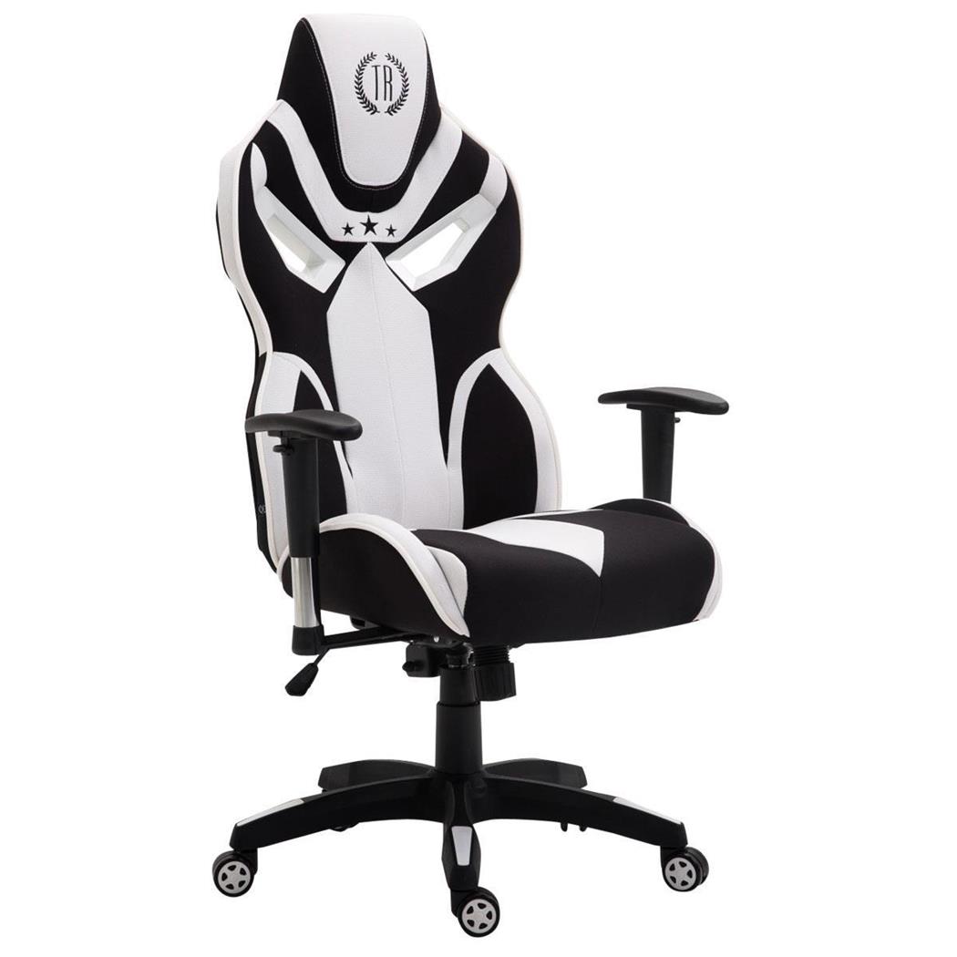 Sedia Gaming HAMIL TESSUTO, Design Sportivo, in Tessuto, colore Nero e Bianco