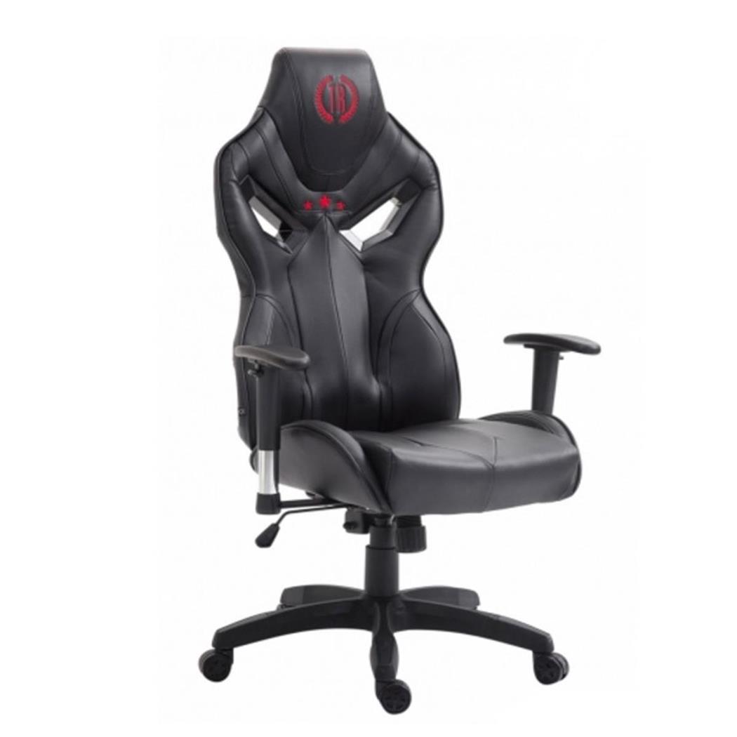 Sedia Gaming HAMIL, Design Sportivo, Rivestita in Pelle, colore Nero