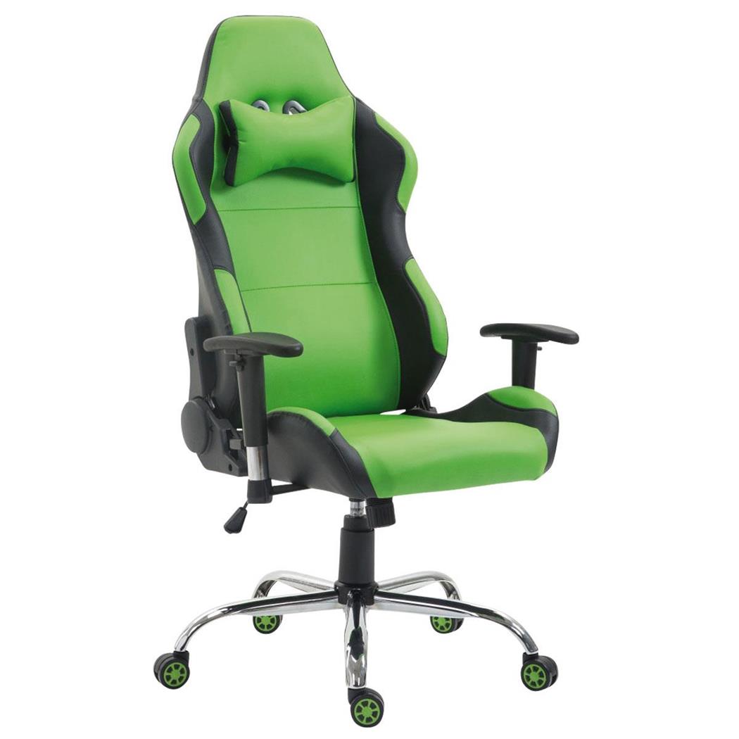 Sedia Gaming ROSBY, Design Sportivo e Grande Comfort, in Pelle, colore Verde