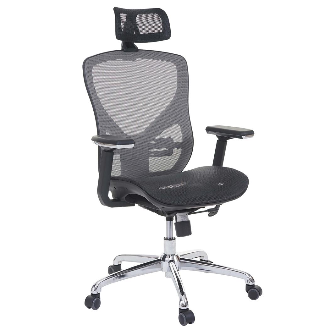 Sedia ergonomica LAMBI, Completamente Regolabile, Supporto Lombare, in color Nero/Grigio