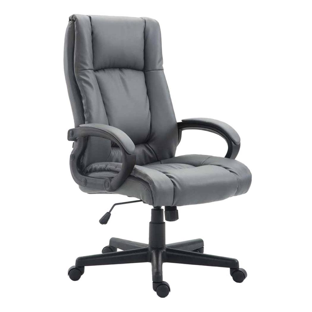 Poltrona da ufficio direzionale NINA, Comoda imbottitura, Schienale ergonomico, in Pelle color Grigio