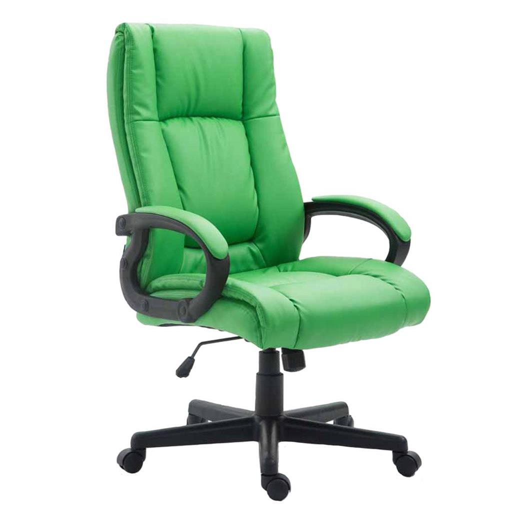 Poltrona da ufficio direzionale NINA, Comoda imbottitura, Schienale ergonomico, in Pelle color Verde