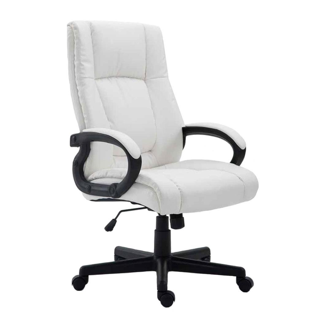 Poltrona da ufficio direzionale NINA, Comoda imbottitura, Schienale ergonomico, in Pelle color Bianco