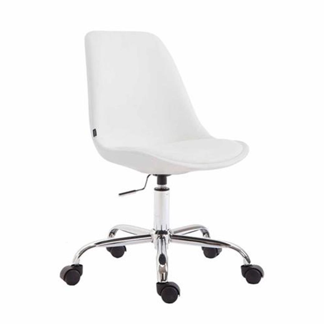 Sedia da Ufficio TULUM, Design Esclusivo, Struttura Metallo Cromato, in Pelle in color Bianco