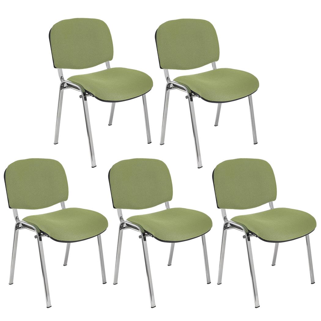 Lotto di 5 Sedie Conferenza MOBY BASE, Comoda e Pratica, Prezzo Incredibile, Colore Verde e Gambe Cromate