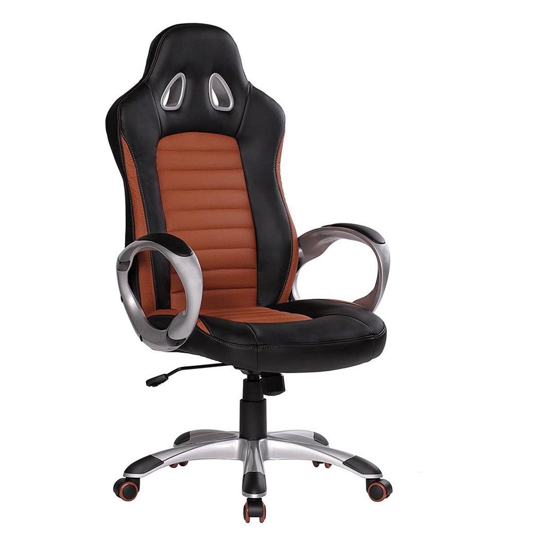 Sedia Gaming MUSAKU, Stile Sportivo e Di Classe, in Pelle colore Marrone e Nero