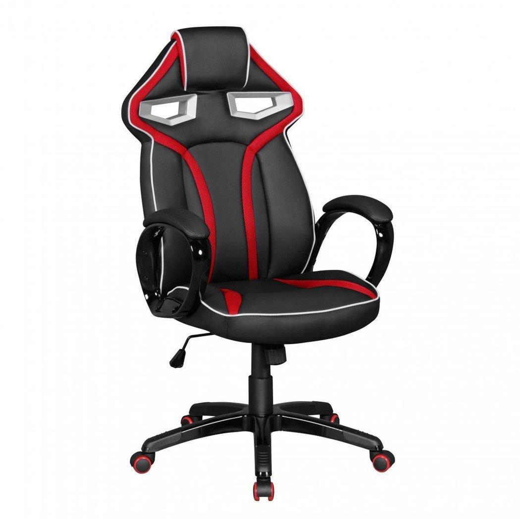 Sedia Gaming WIND PRO, Design Accattivante, Alta Qualitá, in Pelle, colore Nero/Rosso