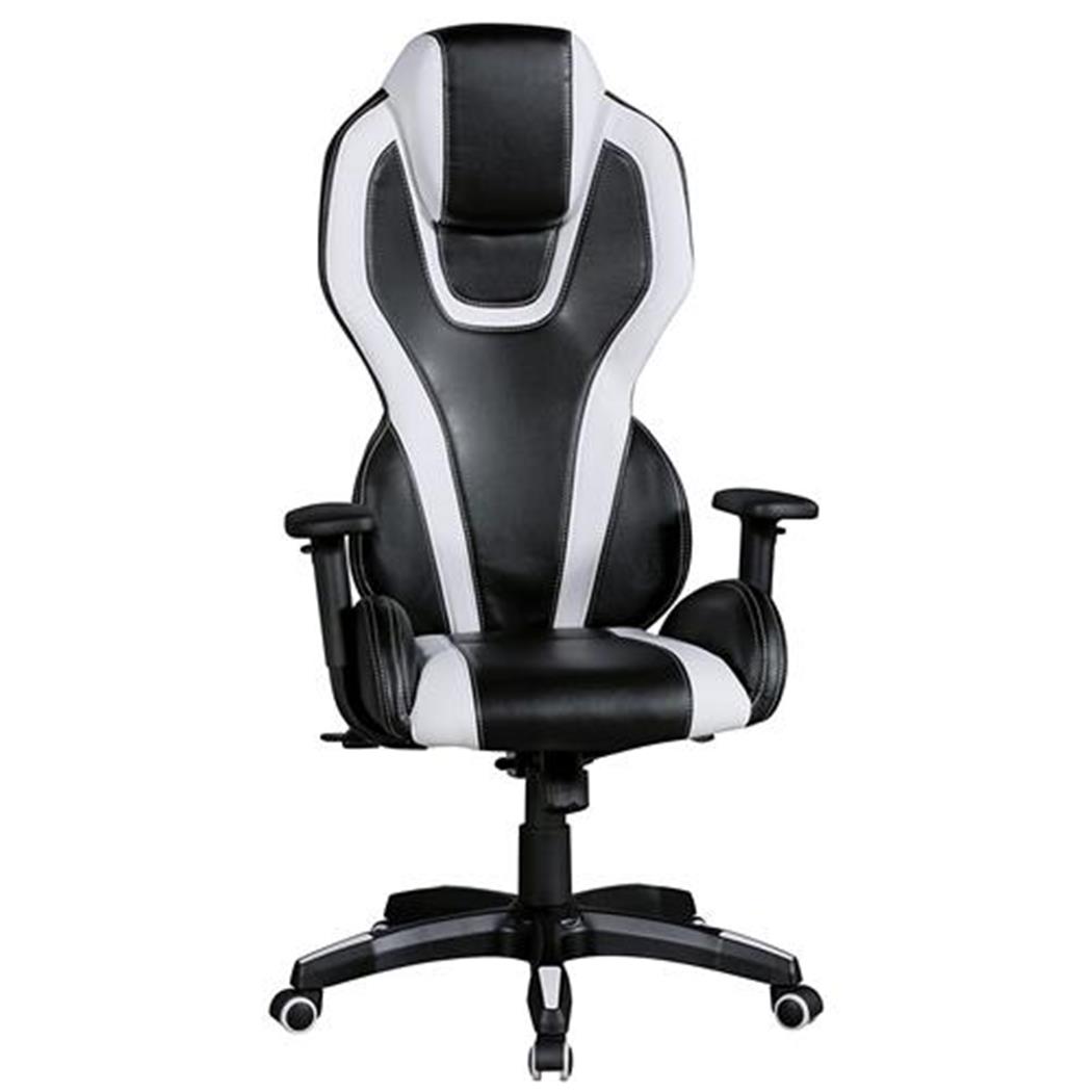 Sedia per ufficio IRIS, Design Racer, Poggiatesta integrato, in colore Nero / Bianco
