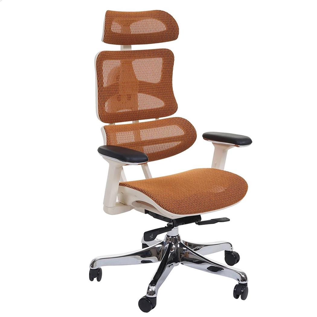 Sedia da ufficio Ergonomica MINERVA, Completamente Regolabile, ISO 9001, colore Arancione